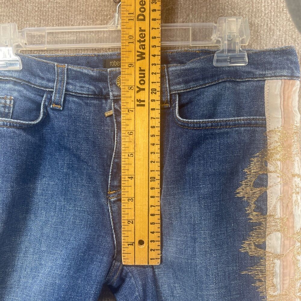 Vintage Roberto Cavalli Jeans Womens Medium 31X32 Satin Velvet Side Panel Boho - Picture 10 of 16